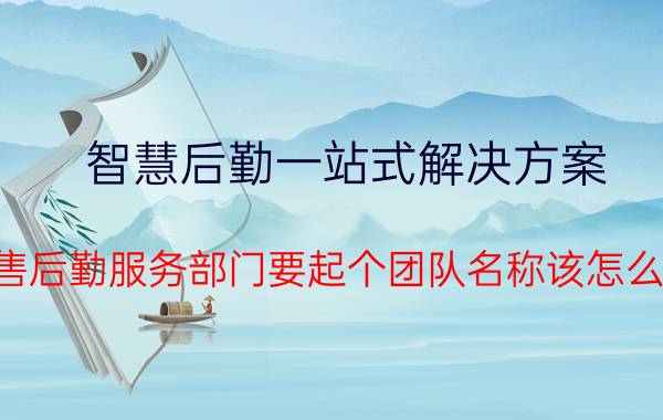 智慧后勤一站式解决方案 销售后勤服务部门要起个团队名称该怎么起？